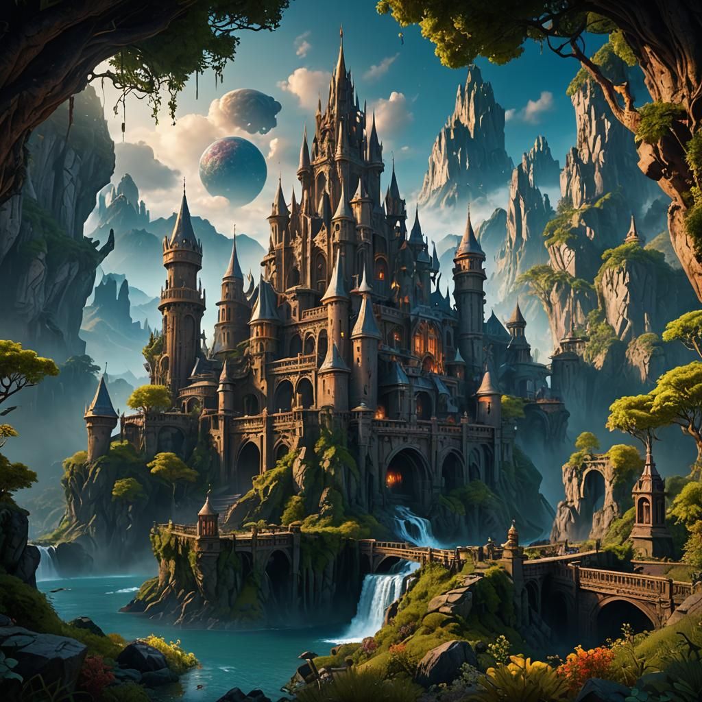 Fantastical Detailed Matte Painting in Deep Color