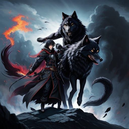 Epic Battle of Light and Shadow in Anime Style