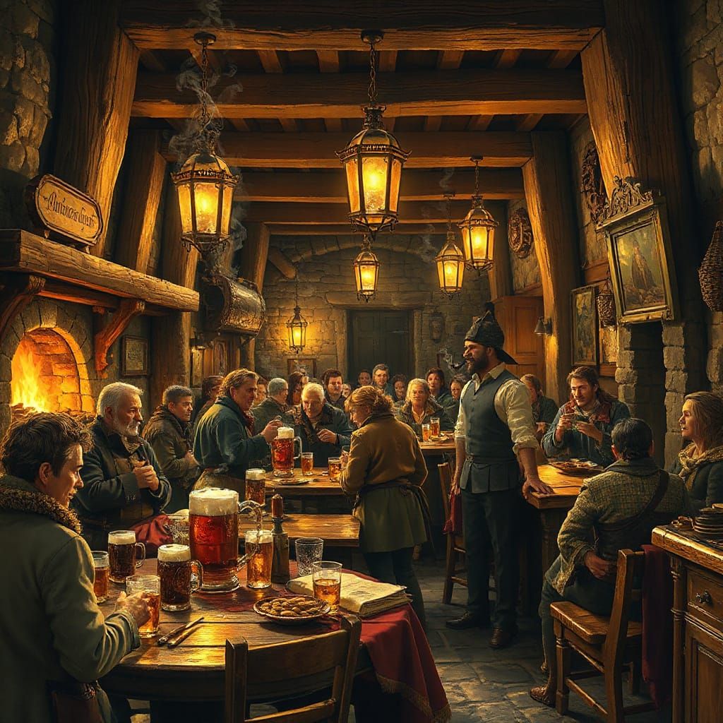 Bustling Fantasy Tavern Scene