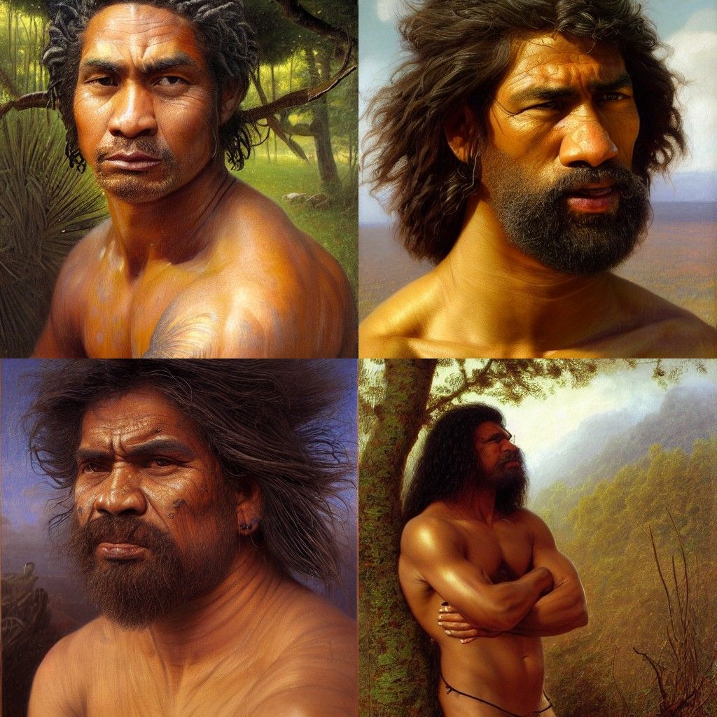 Hyperrealistic Portrait of Samoan Man in Vintage Style
