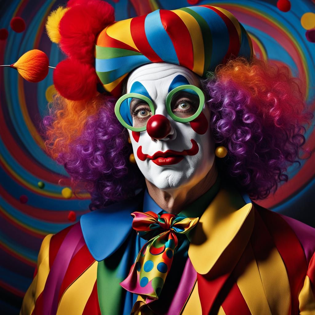 Surreal Clown Caricature in Pop Art Style
