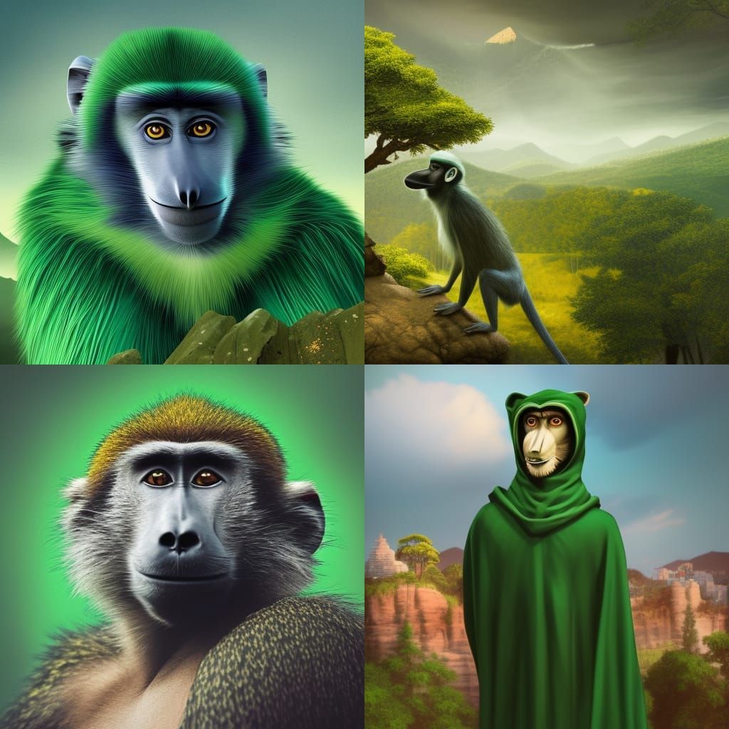 Noble Man in Emerald Cloak Overlooks Prosperous Town