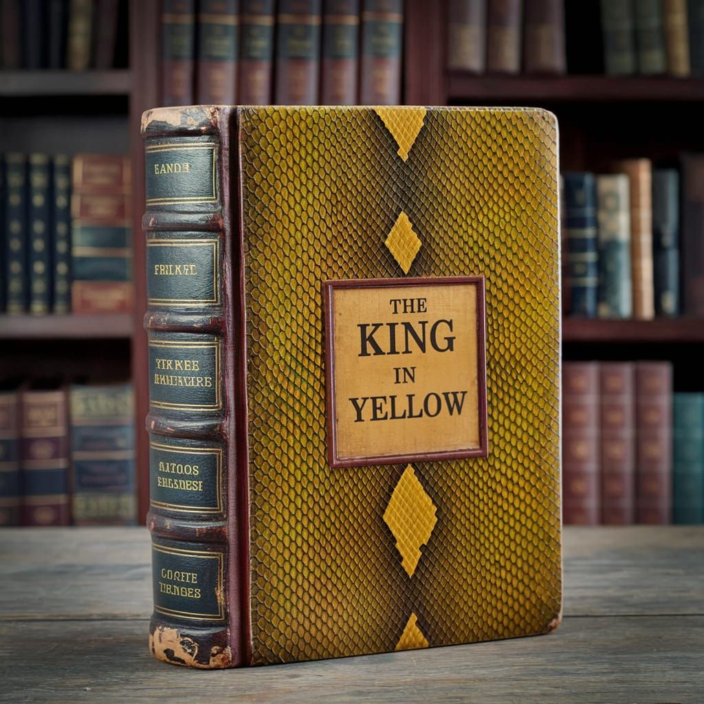 Antique Book 'The King in Yellow' in Horror Style