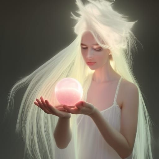 Winged Fairy with Red Magic Ball