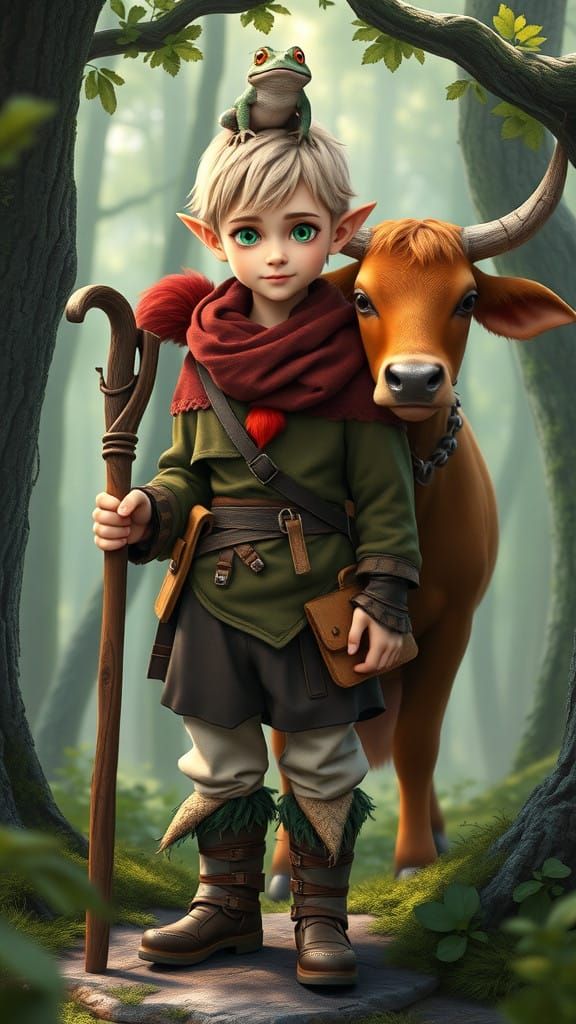Mystical Halfling Druid in Whimsical Forest Realm