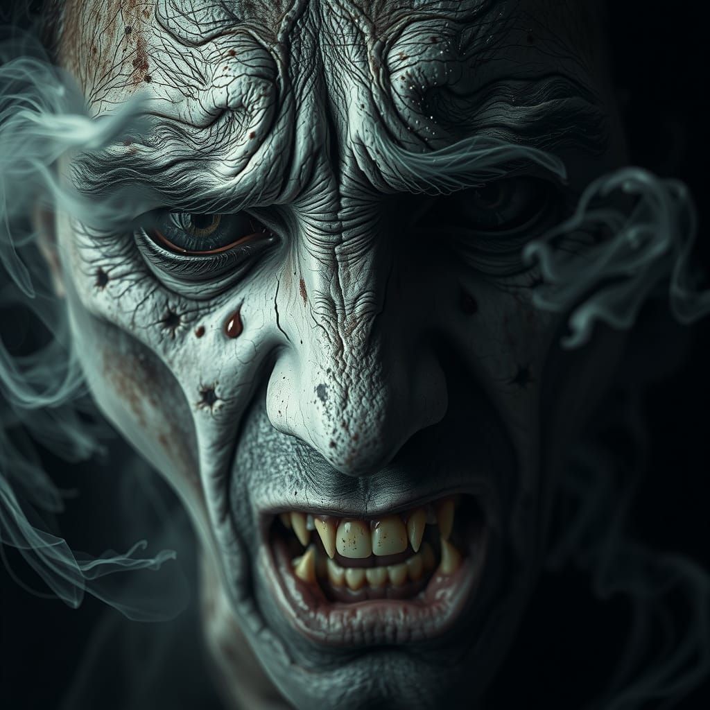 Surreal Portrait of a Haunted Male Face