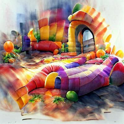 Bouncy Castle Cornucopia in Watercolor Style