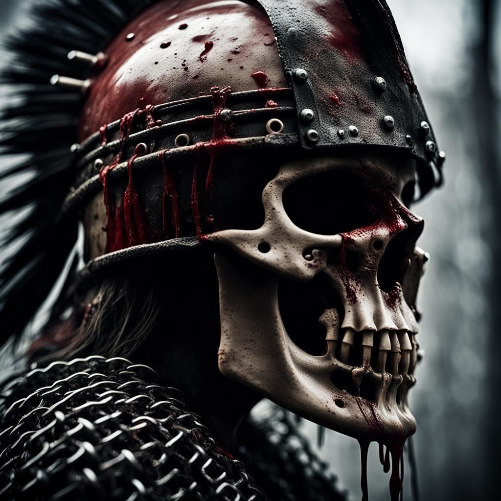 Skull Viking Helmet Mohawk Macabre Horror Portrait