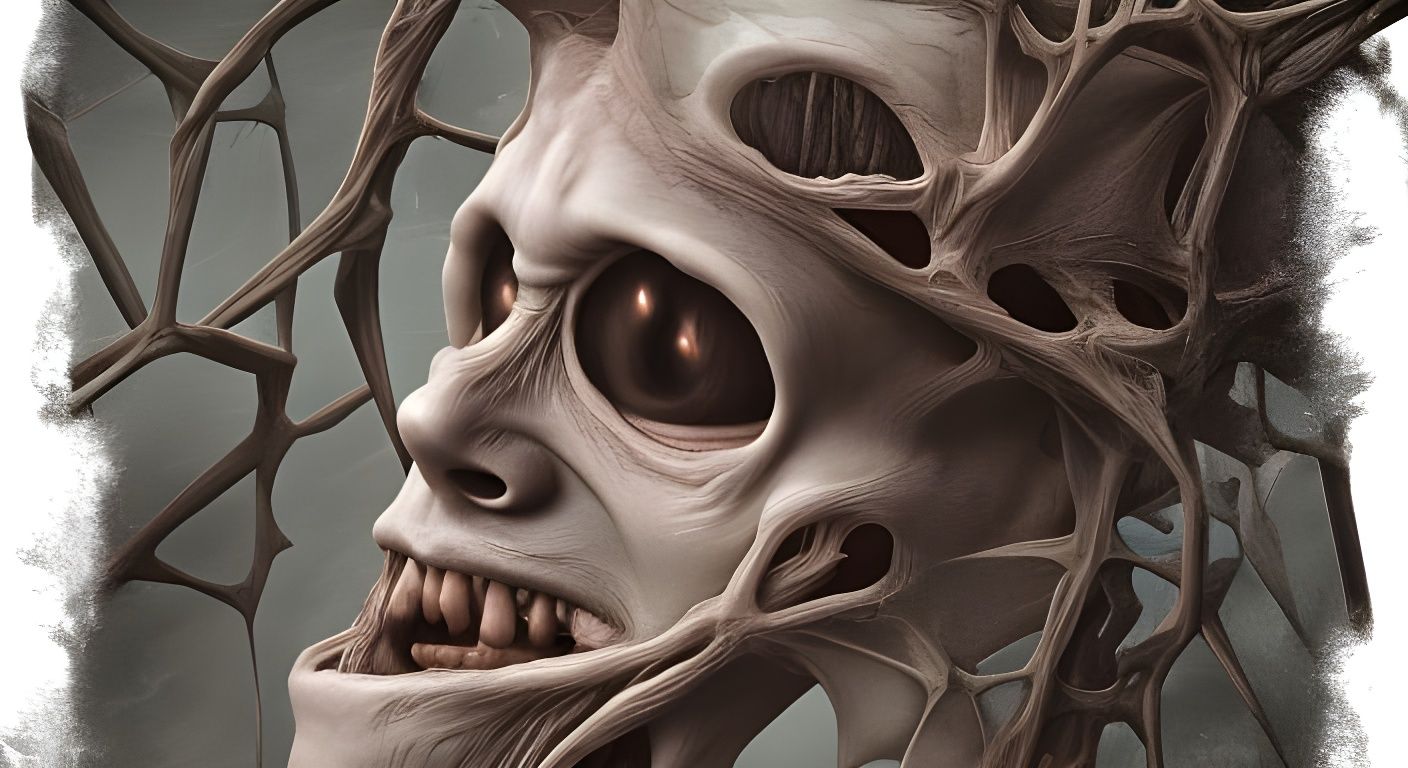 Bat Skull with Puppy Eyes in Sci-Fi Horror Art