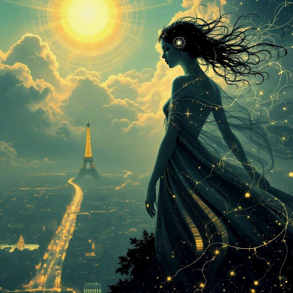 Electric Fairy Inspired by Alphonse Mucha Artwork