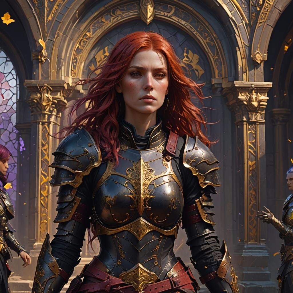 Dark Fantasy Woman in Black Armor