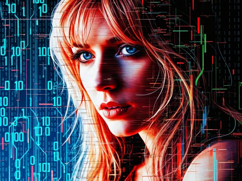 Digital Glitch Portrait of Stevie Nicks in Avant-Garde Style