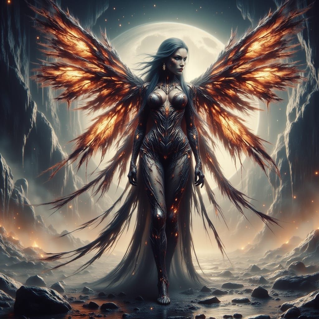 Steampunk Fairy on Lunar Surface with Ethereal Glow