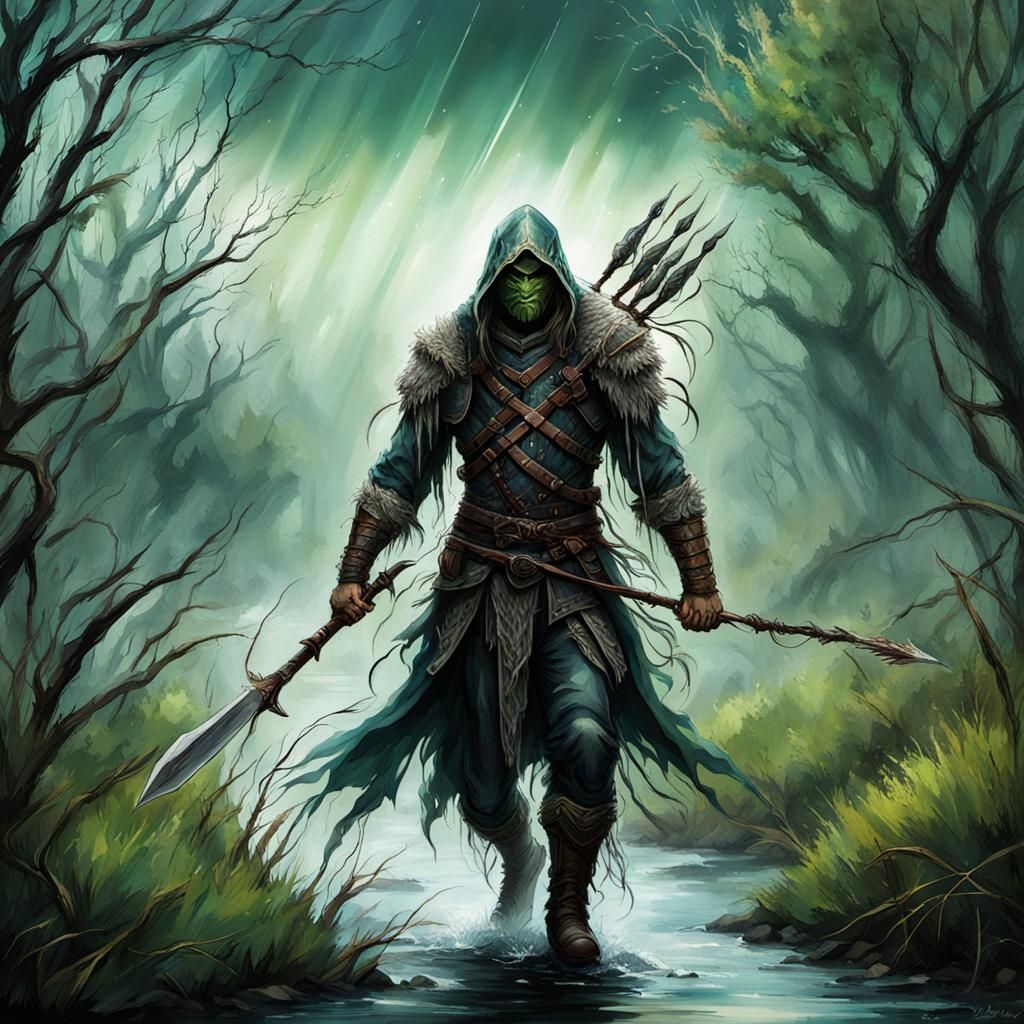 Wild Warrior in Untamed Wilderness Scene