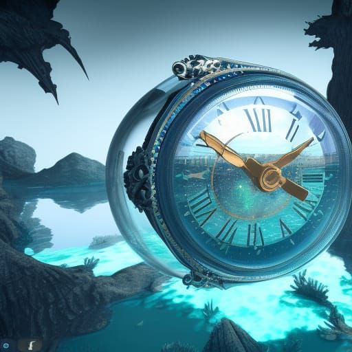 Clock in Water Bubble: Fantasy Concept Art