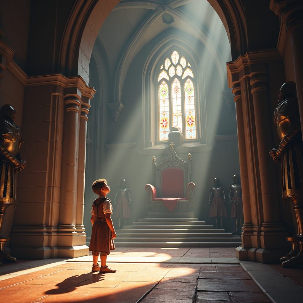 Boy's Wonder at Castle Interior: Matte Painting