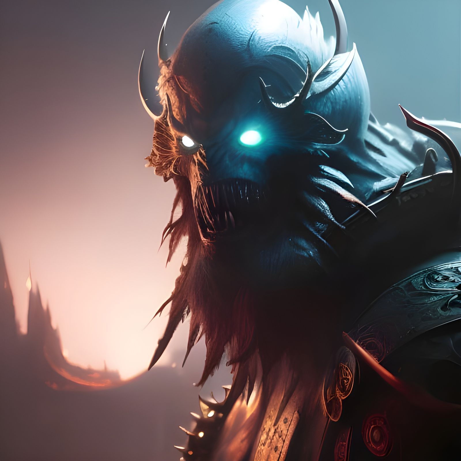 Detailed Demon Portrait in Dark Fantasy Style