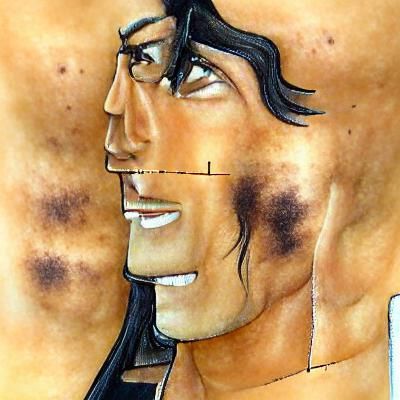 Scarred Warrior Portrait with Proud Chin