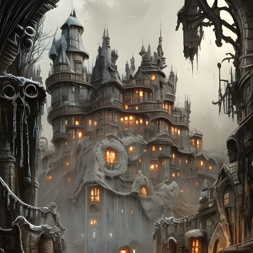 Pale Bone Castle: Dark Watercolor Masterpiece
