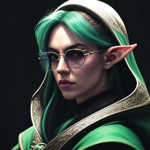 Hyper-Realistic Elf Portrait with Rainbow Sunglasses