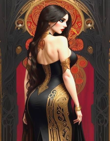 Enigmatic Beauty in Art Nouveau Academic Style