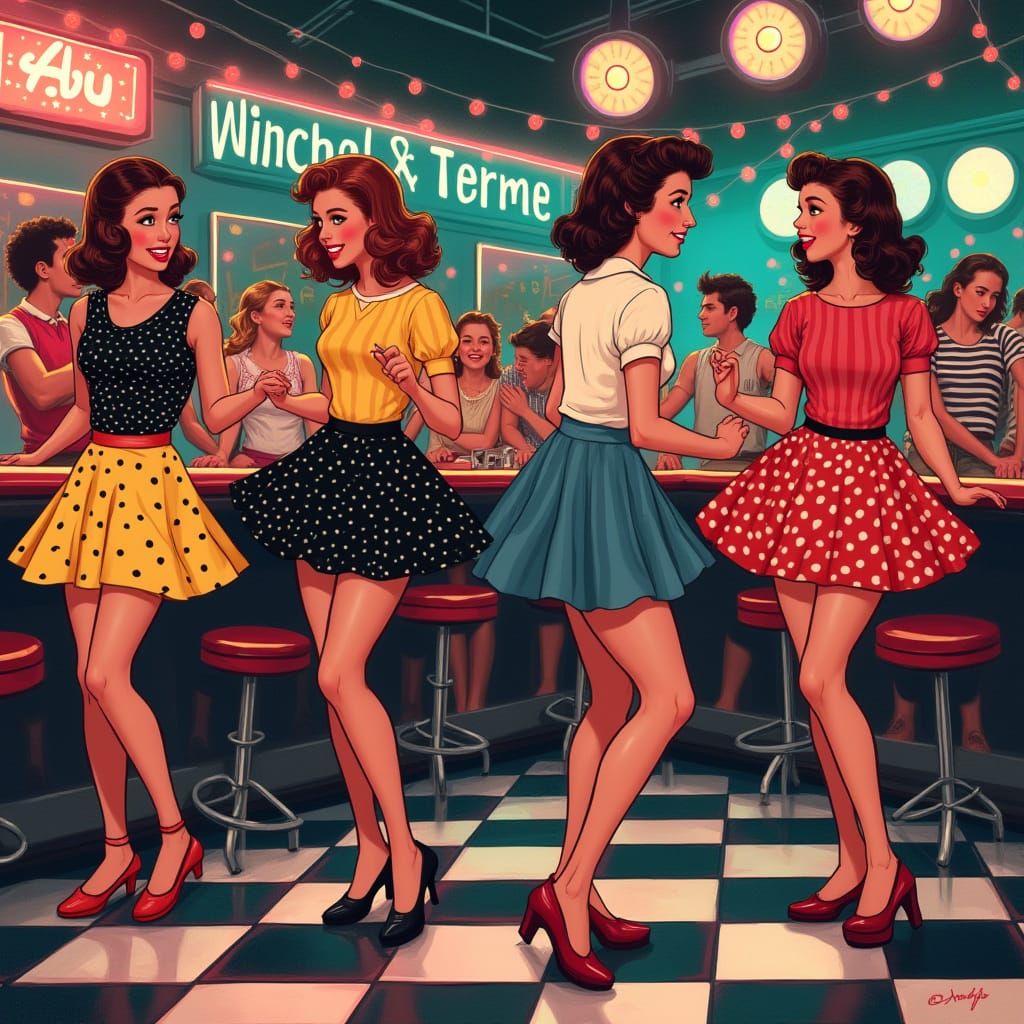 1950s Sock Hop in a Pop Art Style