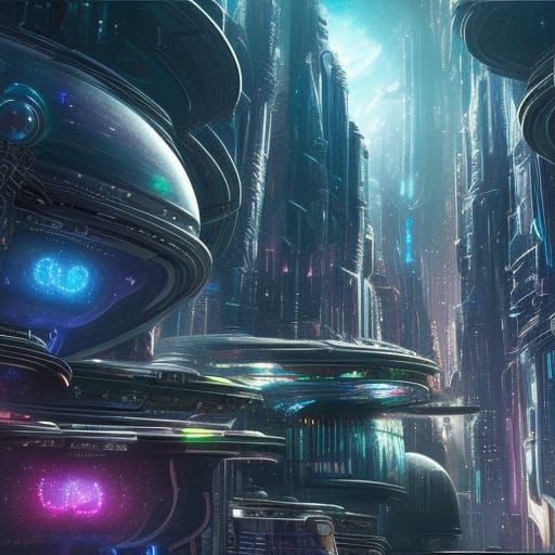 Colorful Alien Cityscape: Galactic Exploration