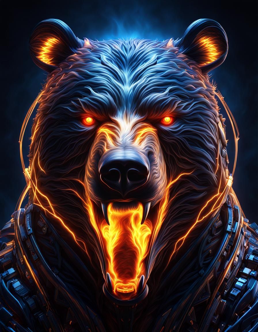 Enraged Lightning Bear Rises From Darkness