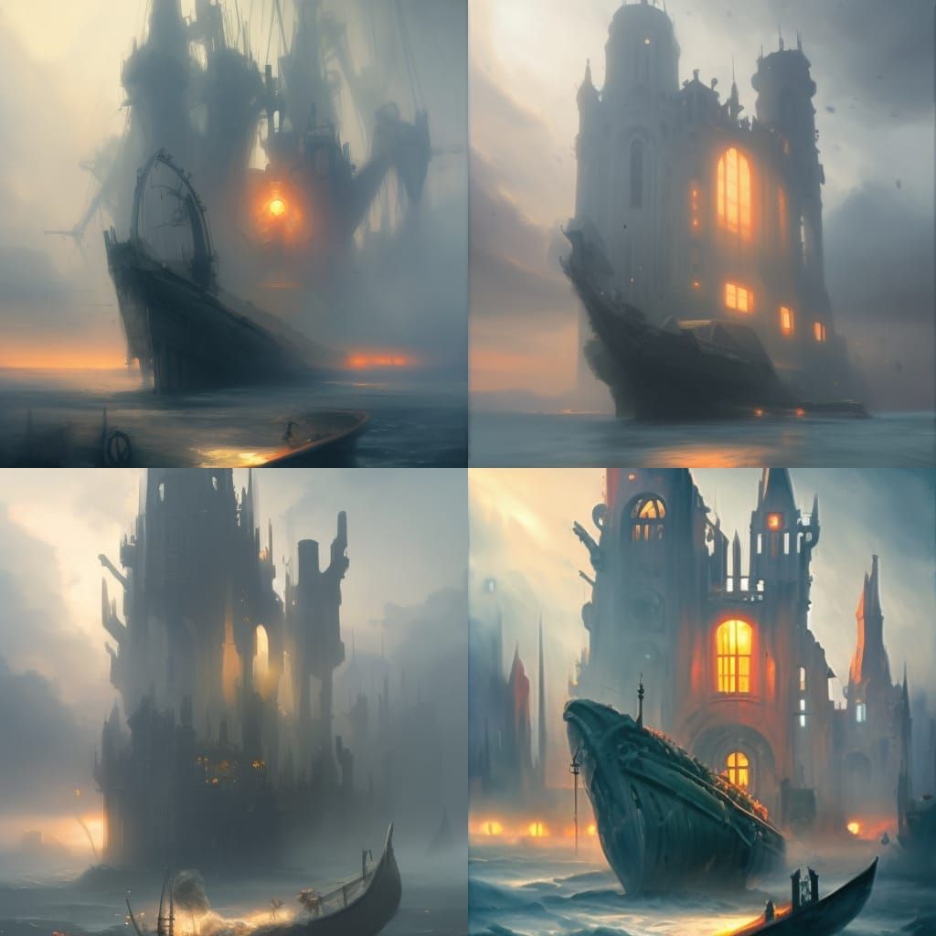 Men Brave Stormy Seas in Digital Matte Painting