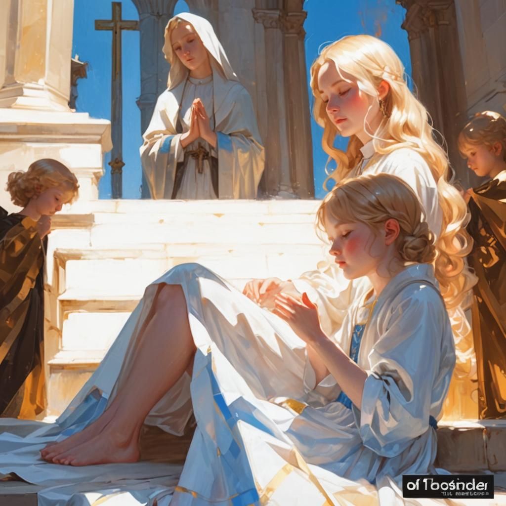 Ethereal Woman and Child Portrait in Sunlight