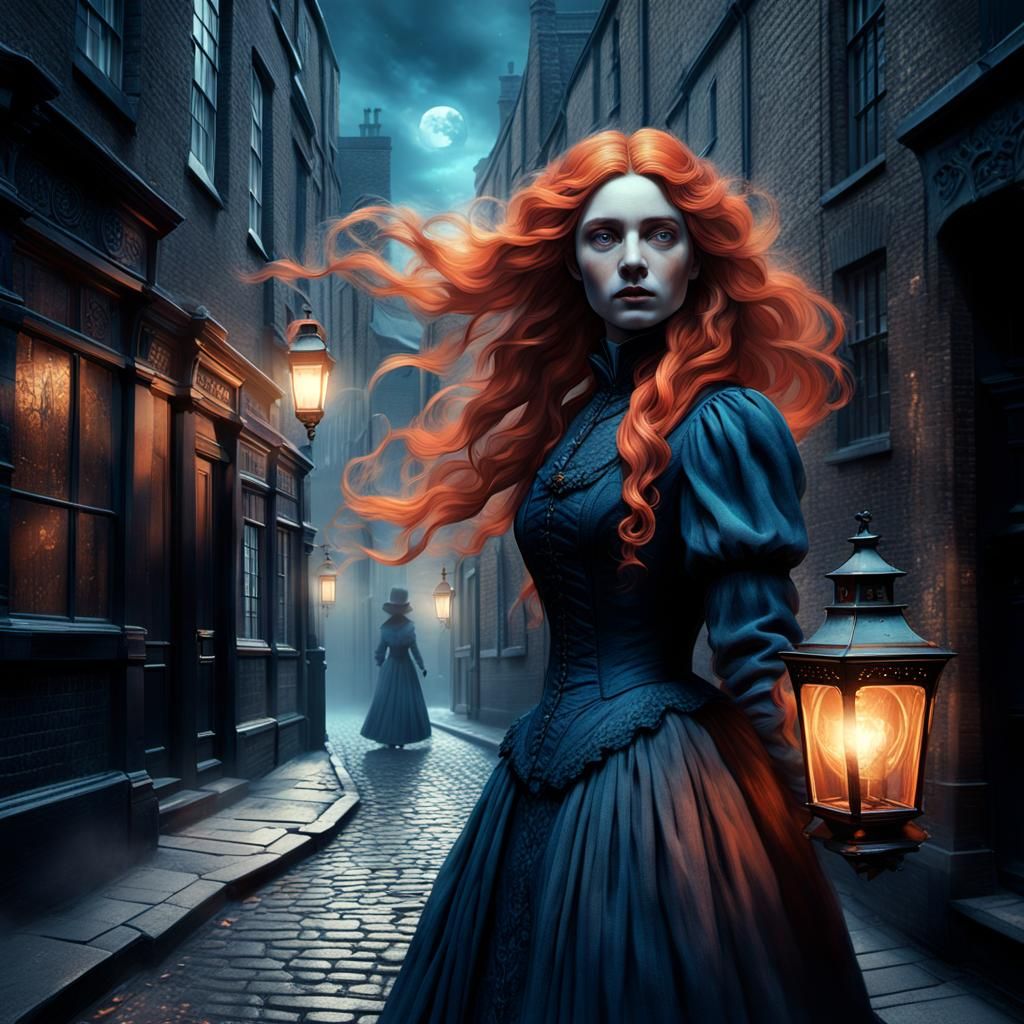 Ghostly Apparition in Victorian London Alleyway