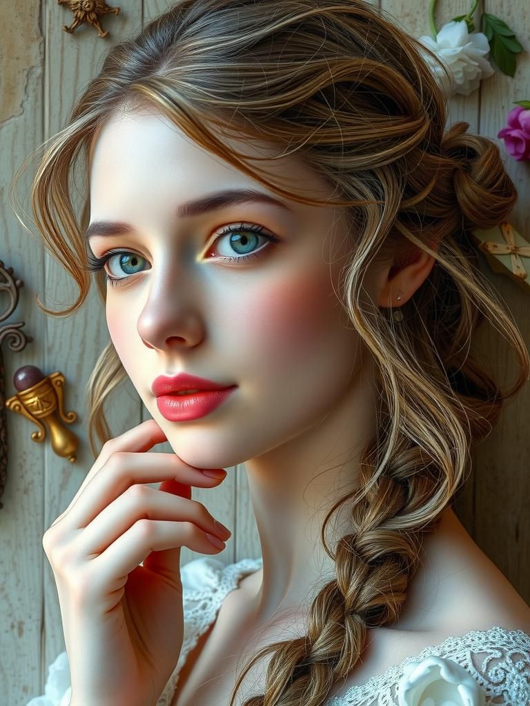 Glass Princess with Enamel Details in Neo-Impressionist Styl...