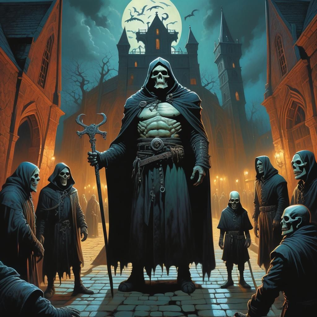 Dramatic Gothic Horror Scene in Photoillustration Style