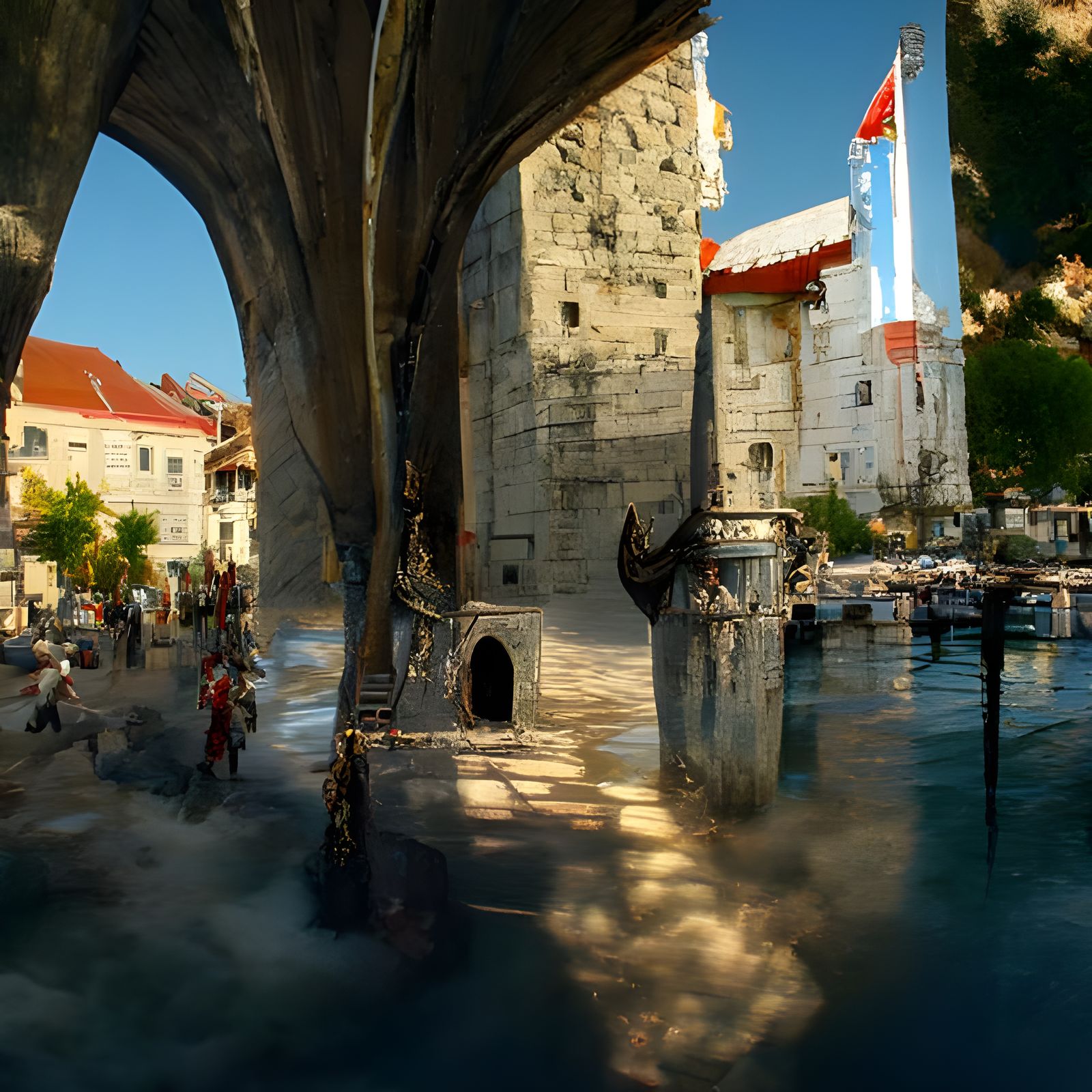 Photorealistic Mecha Concept Art in Apocalyptic Setting