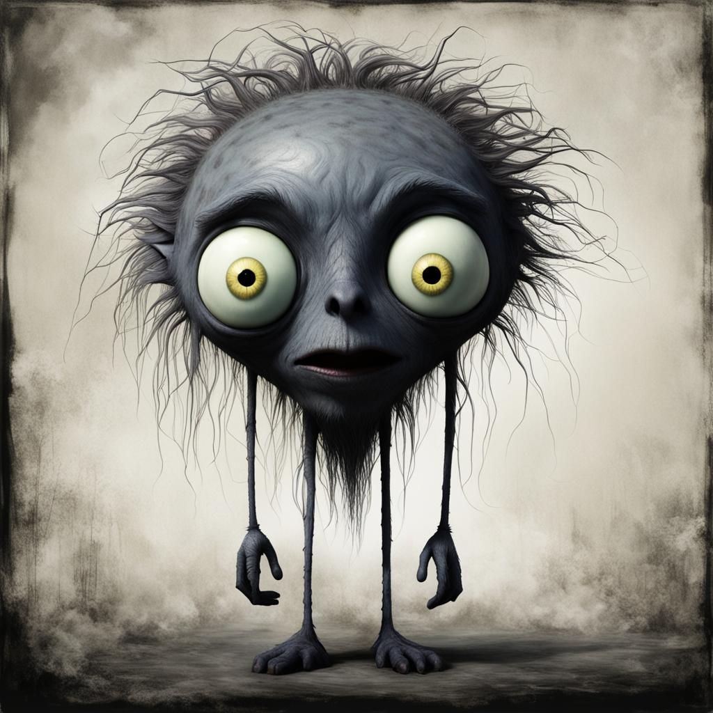 Tim Burton-esque Figure with a Somber Look