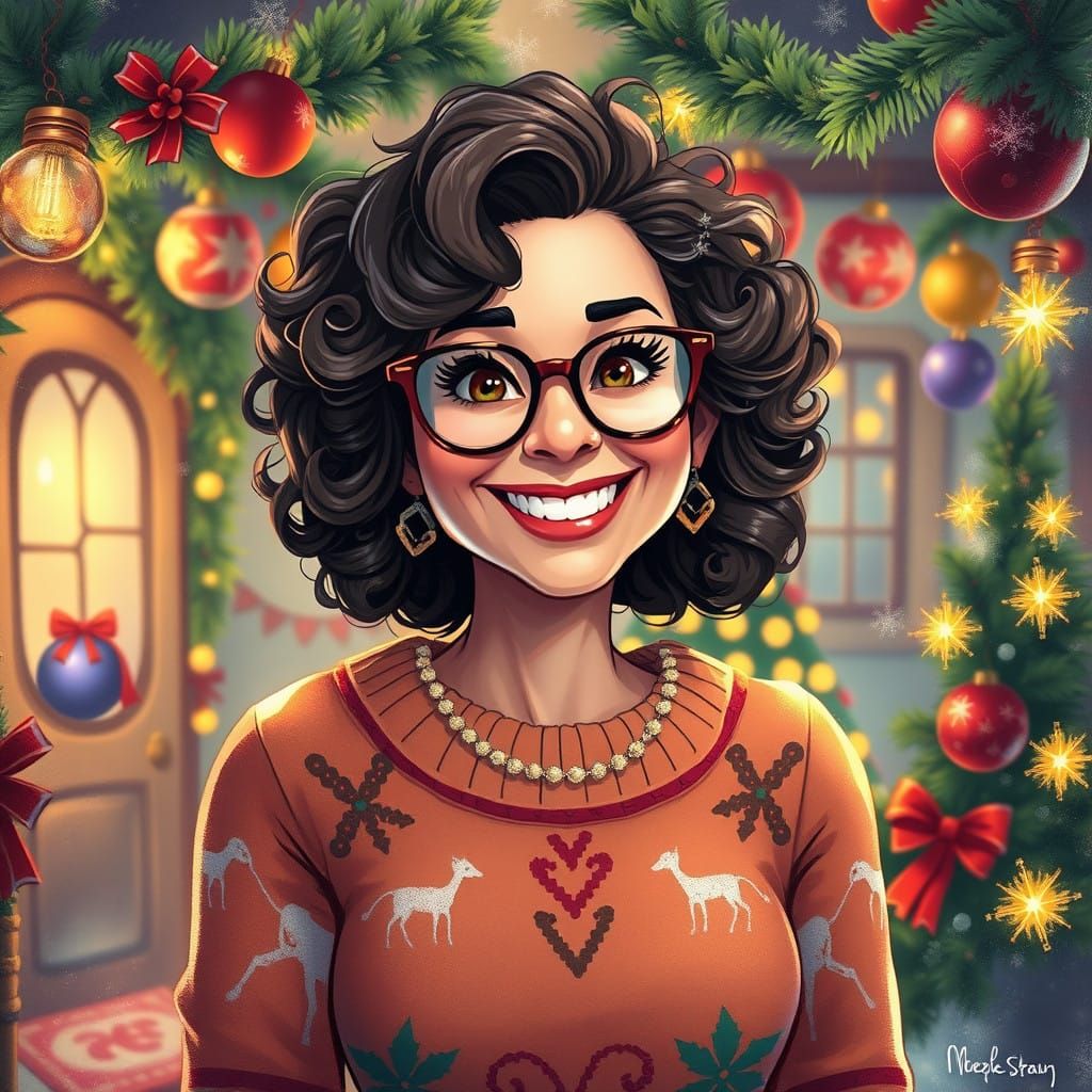 Whimsical Holiday Portrait of a Stylish Woman