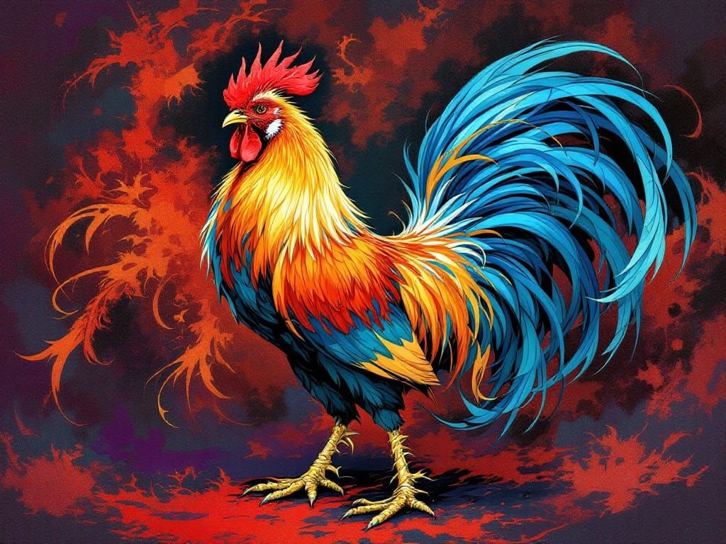 Majestic Rooster in Ornate Style
