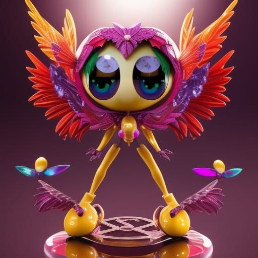 Adorable Chibi Figure with Wings in Vegetable Couture