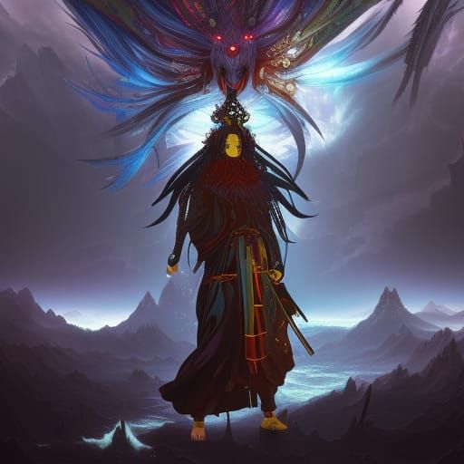 Tsukuyomi-no-Mikoto: God of Night in Detailed Matte Painting