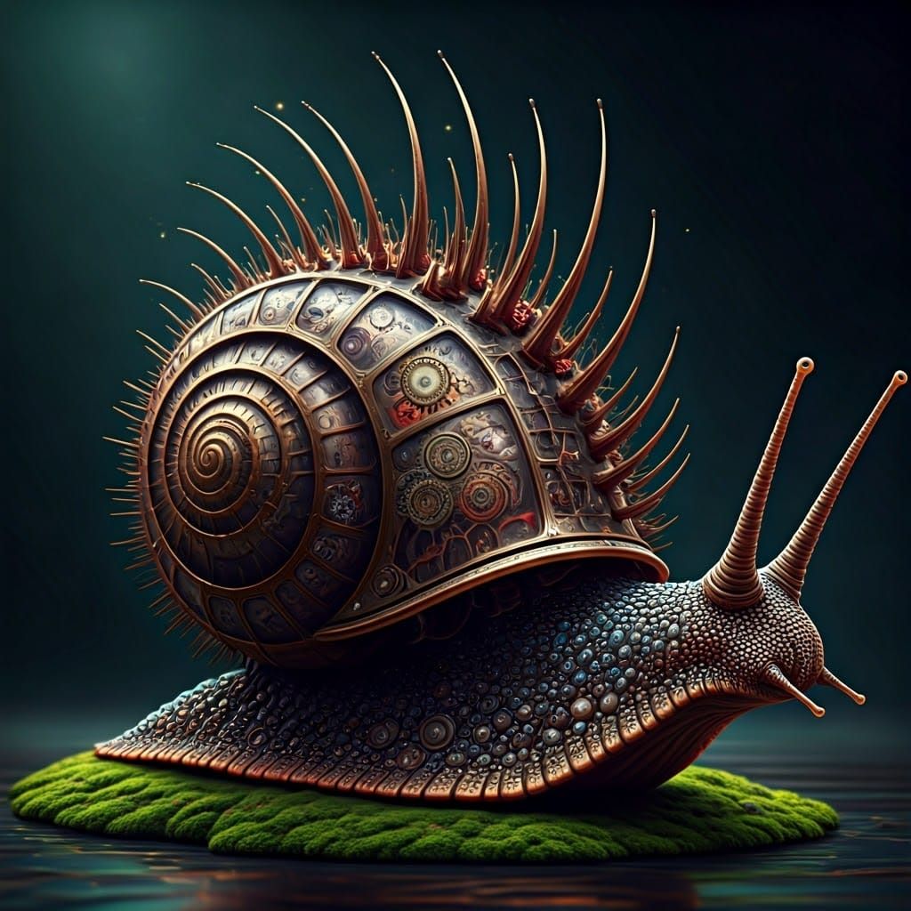 Ornate Steampunk Snail with Copper Exoskeleton