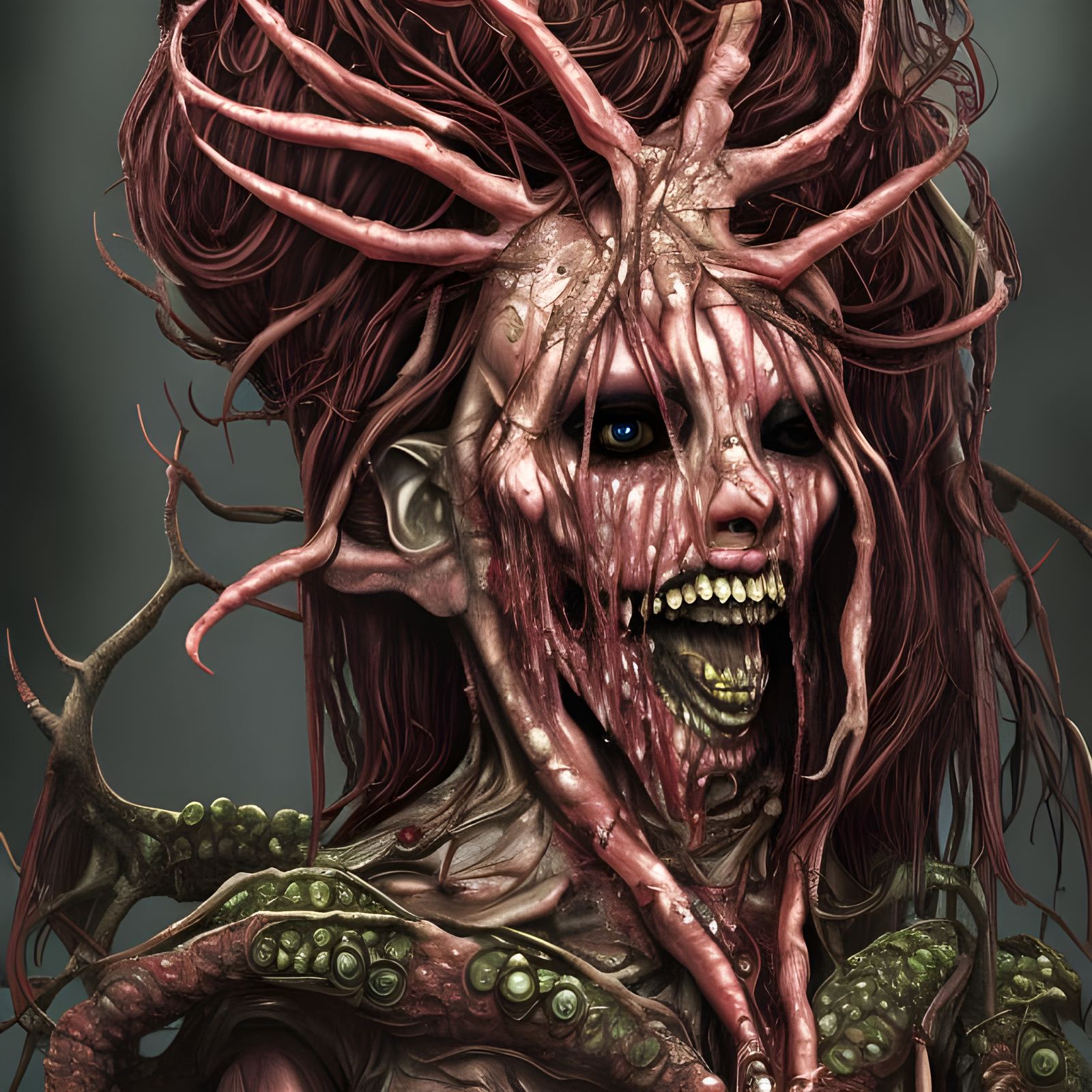 Flesh soup gross witch hag -1 :: 8k resolution concept art :: intricately detailed :: horror :: dark academia :: Amanda ...