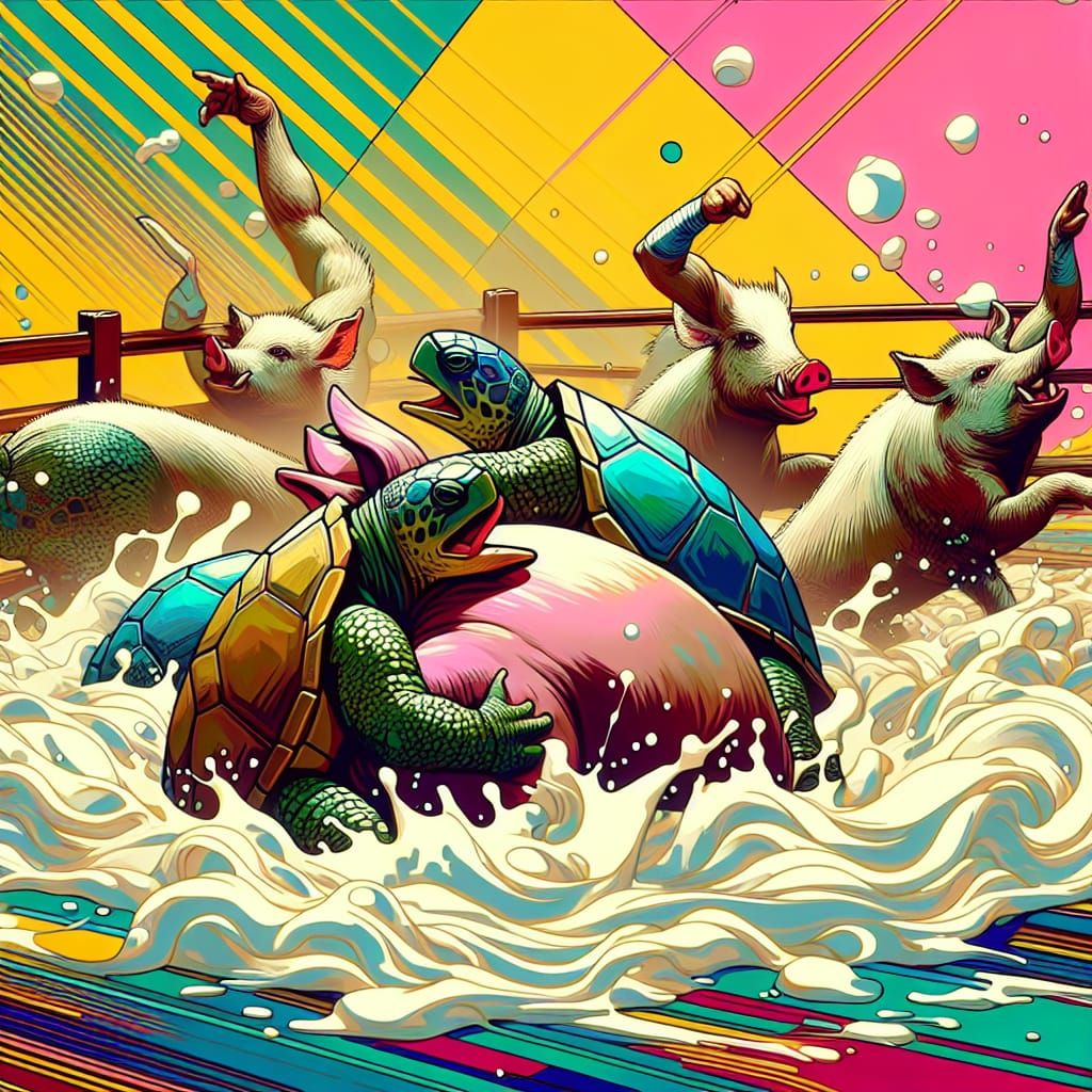 Dirty Turtles Wrestling Hogs in the Whipped Cream