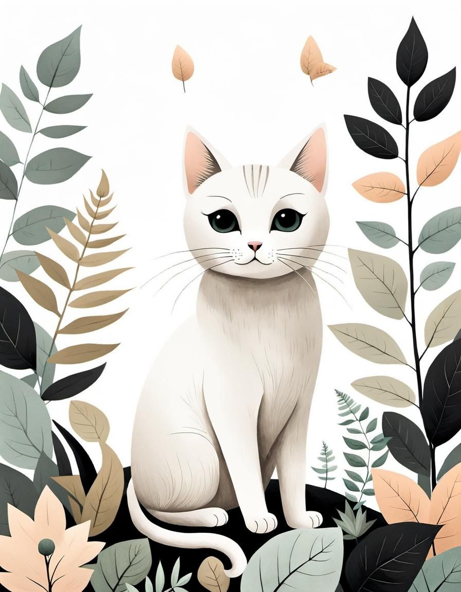 Cute Cat Clipart in Soft Pastel Nursery Art