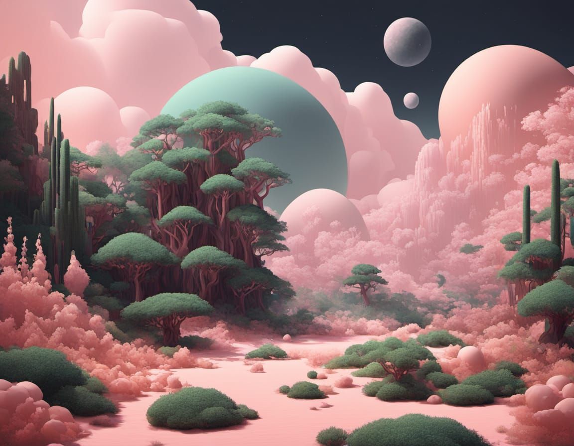 Abstract Surrealism Painting of Midnight Desert Storm