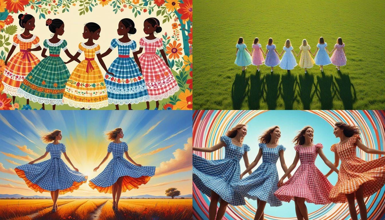 Gingham Prints United in Artistic Unity