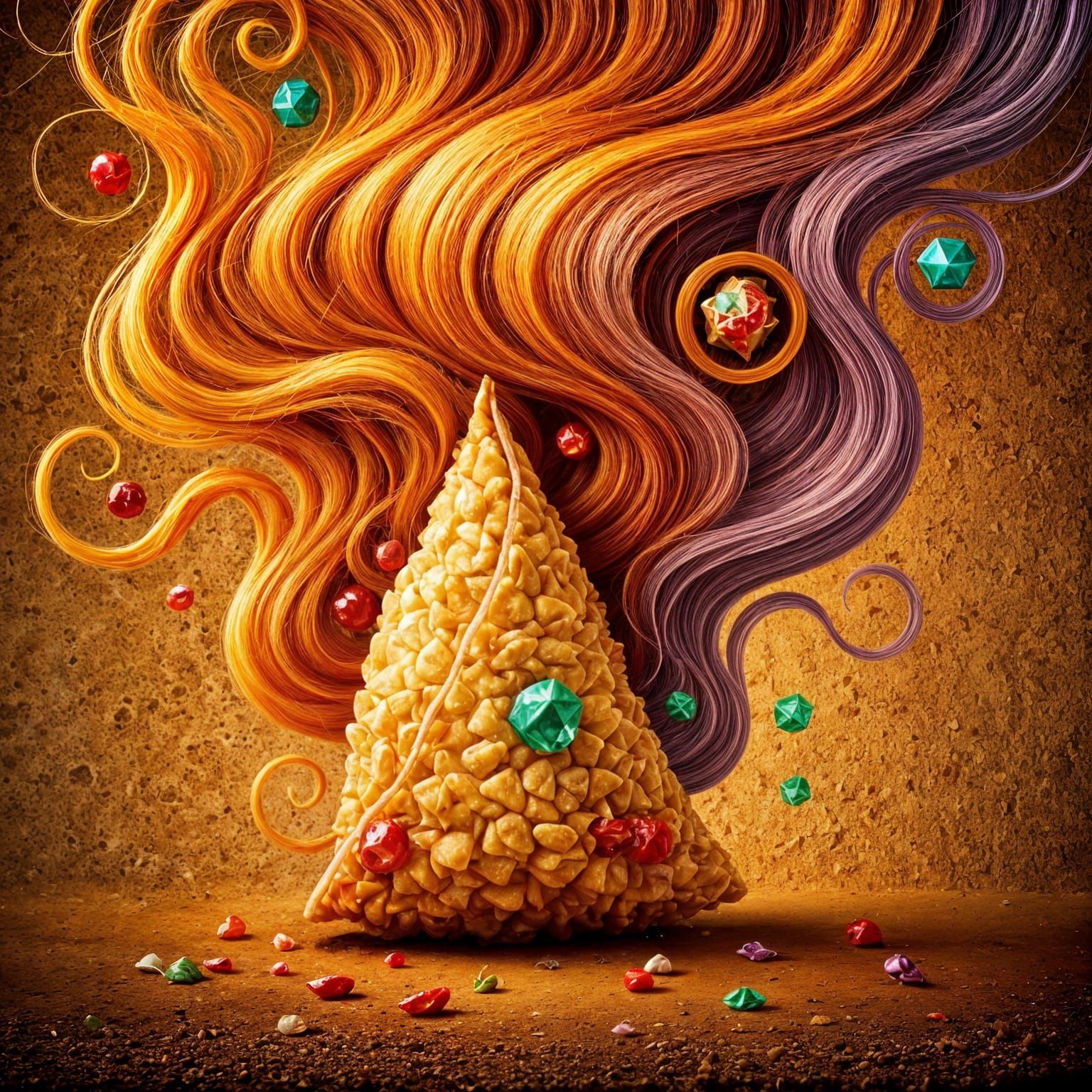 Hair Growing Over Samosa: AI Generated Image