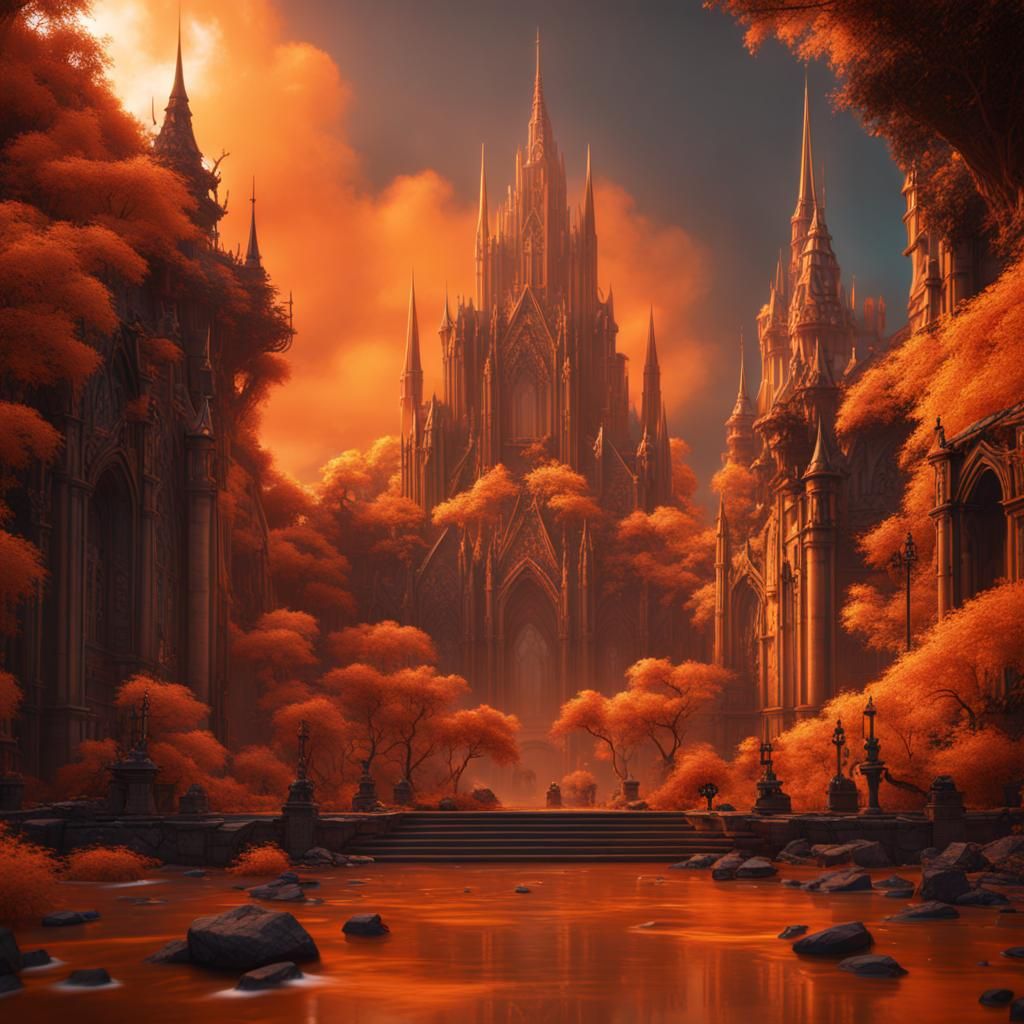 Fantastical Orange in Detailed Matte Painting