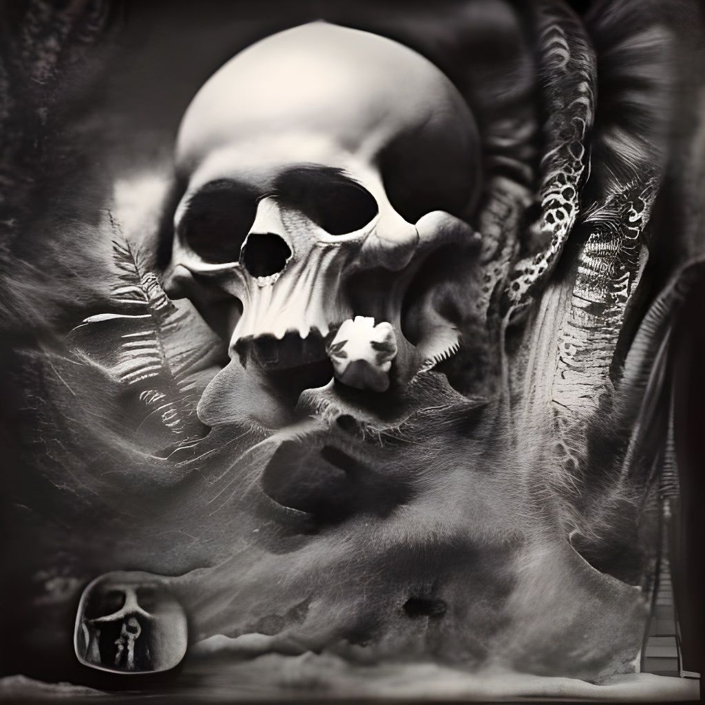 City of Skulls in Black Ink Sketch