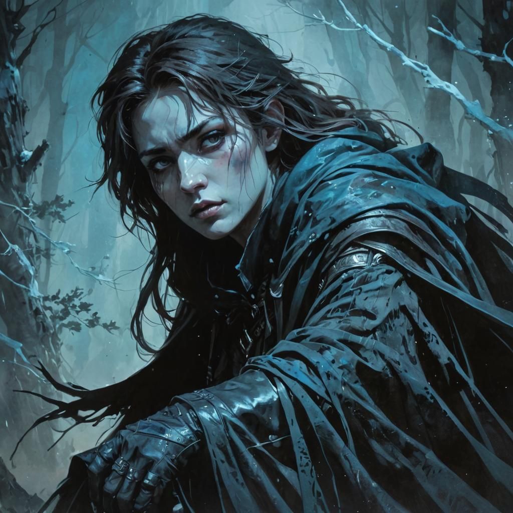 Fantasy Manga: Cloaked Figures in Misty Forest