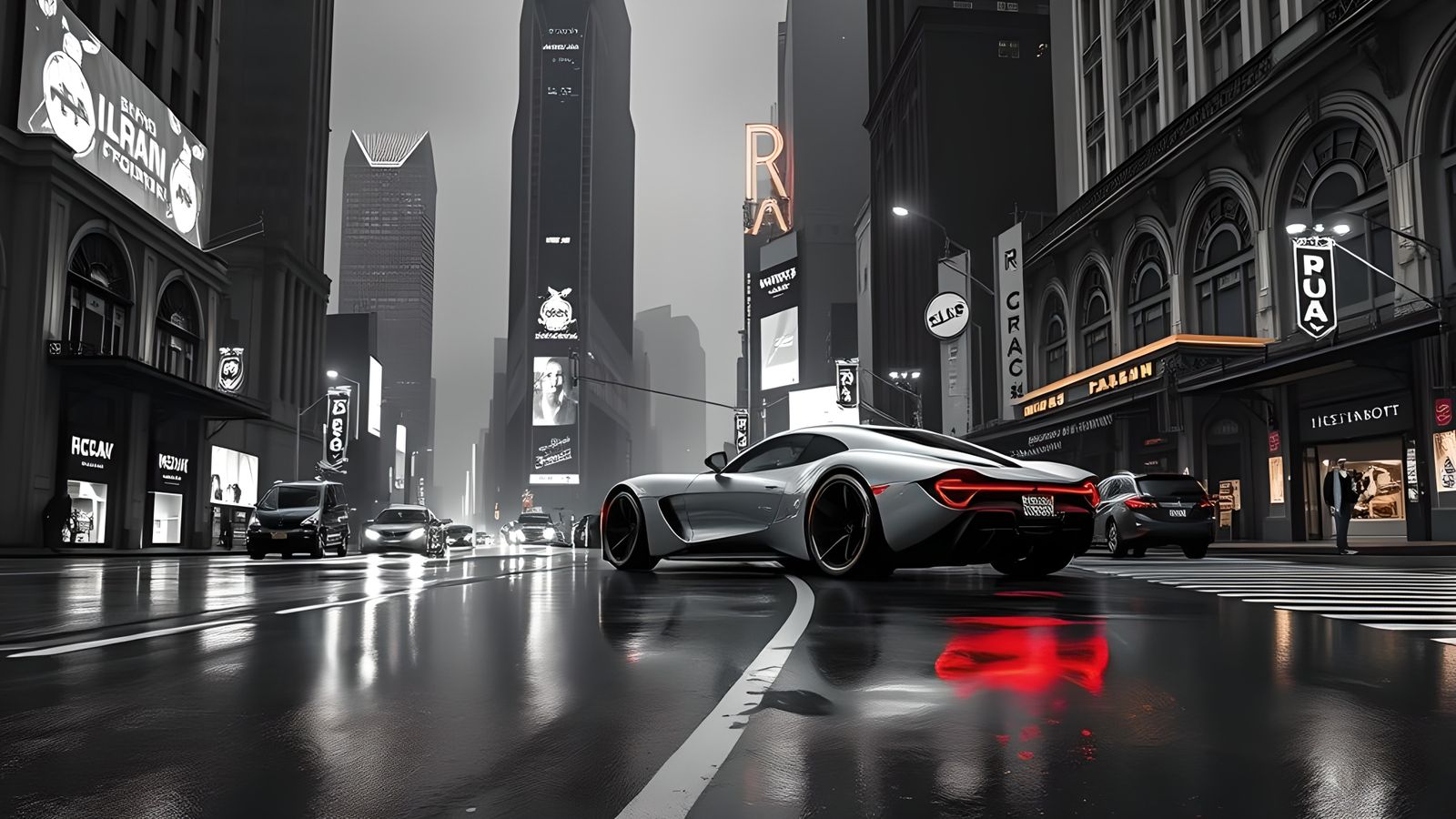 Art Deco Supercar in Cyberpunk Noir Style